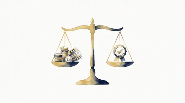 Aquarell-Illustration einer Waage — Symbol für wirtschaftlich sinnvolle Beratung